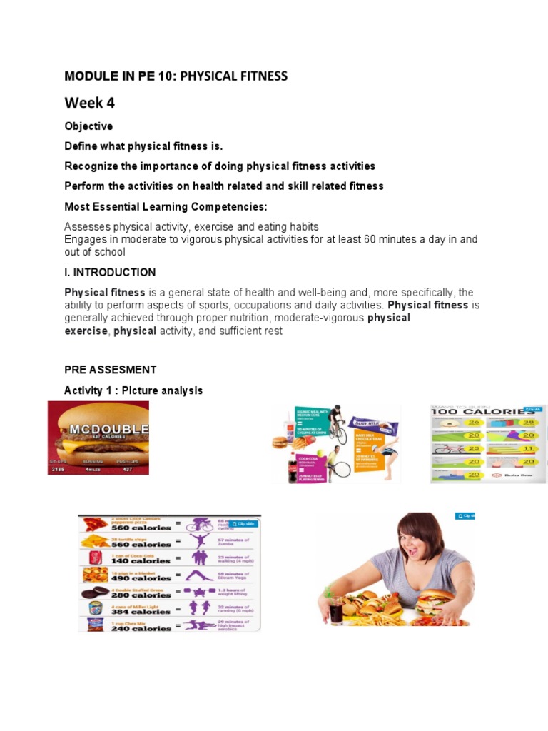 MODULE IN PE 10 q2 Week 4 | PDF | Physical Fitness | Body Mass Index