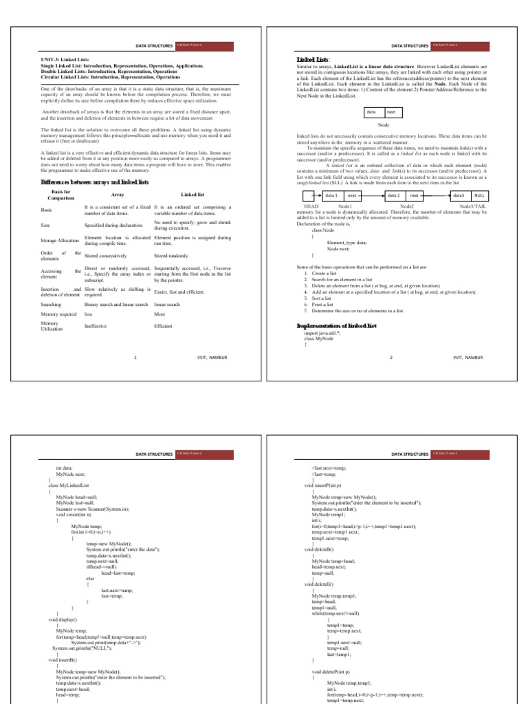 Differences Between Arrays and Linked Lists | PDF | Pointer (Computer ...