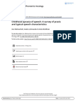 Childhood Apraxia of Speech Characteristics Survey