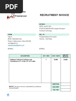 Recruitment Agency Invoice Template | PDF | Finance &amp; Money Management