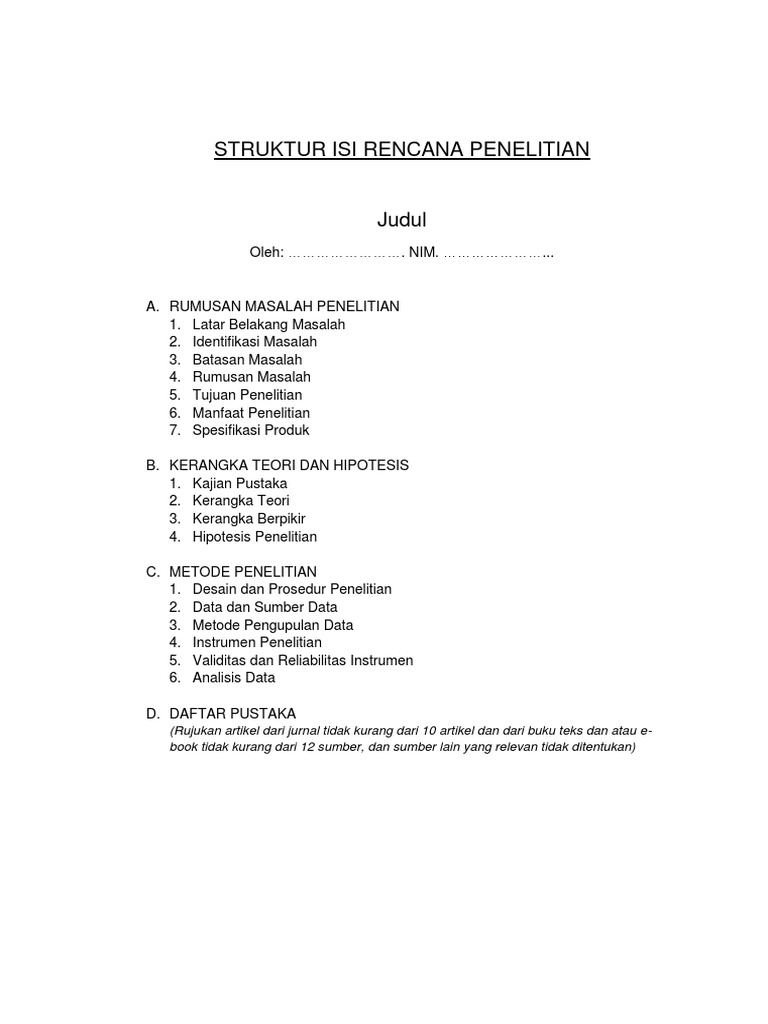 Struktur Rencana Penelitian Lengkap | PDF