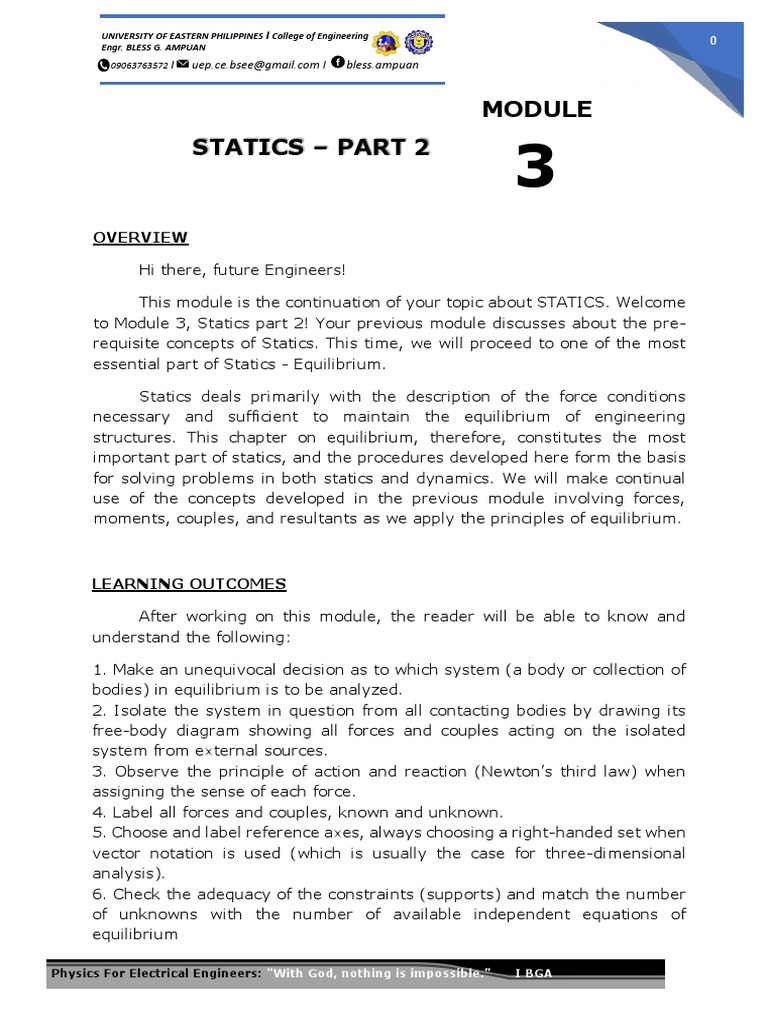 Module 3 (Statics Part 2) | PDF | Force | Euclidean Vector