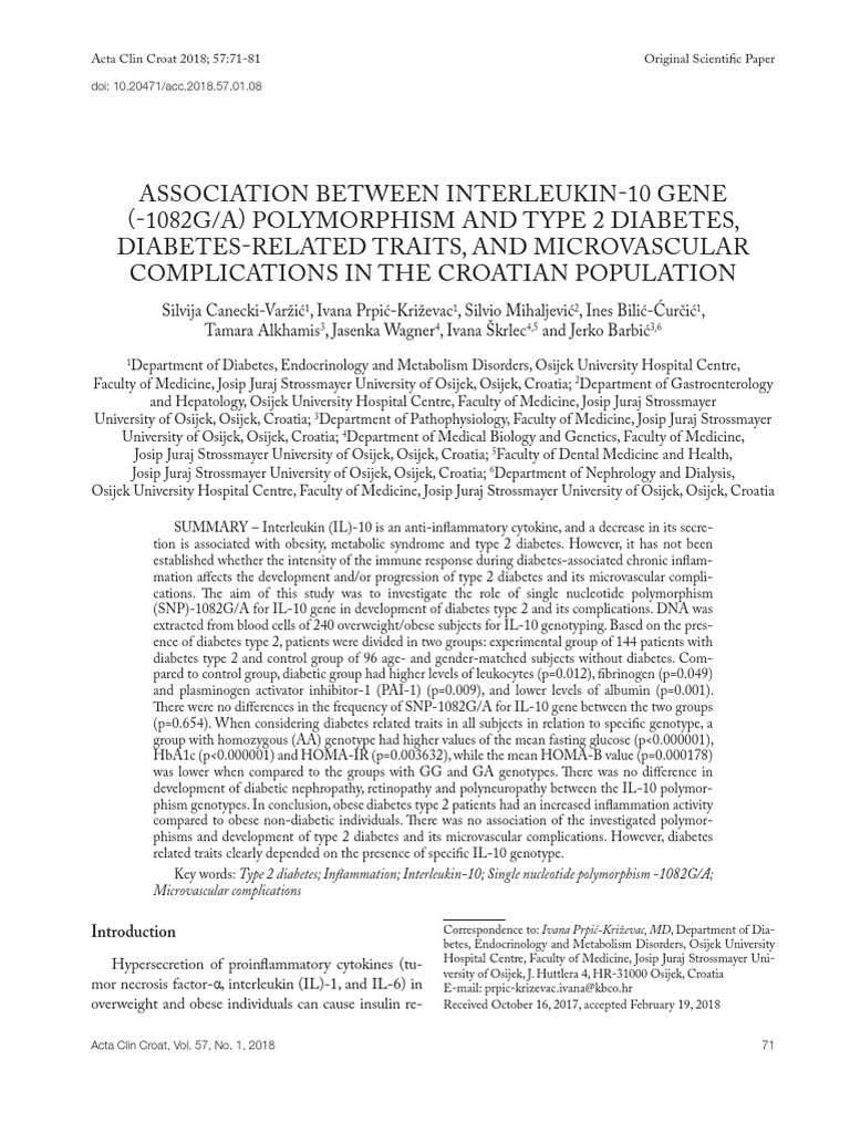 2018 - Canecki - Association Between Interleukin-10 Gene Polymorphism ...