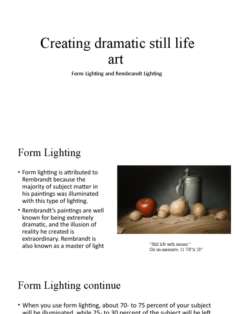 Mastering Dramatic Still Life Lighting | PDF | Still Life | Visual Arts