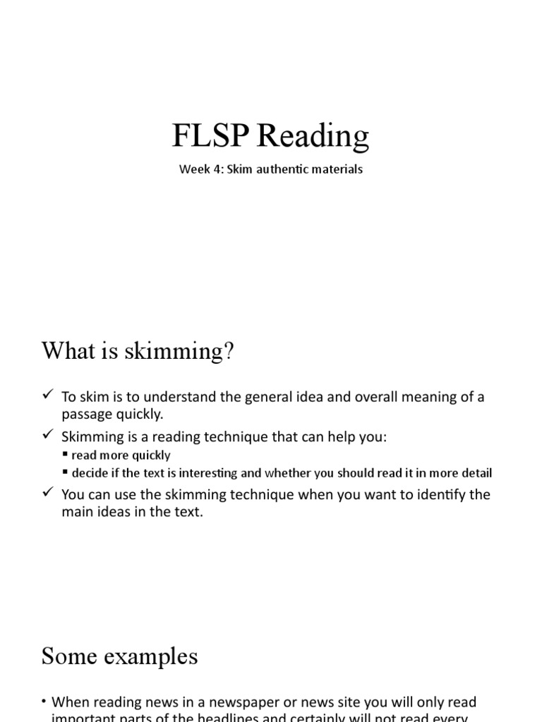 Skimming Techniques for Effective Reading | PDF