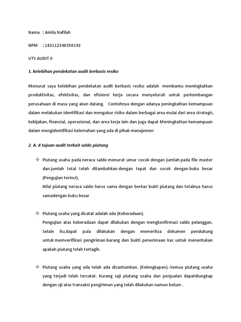 Kelebihan Audit Berbasis Risiko dan Tujuannya | PDF