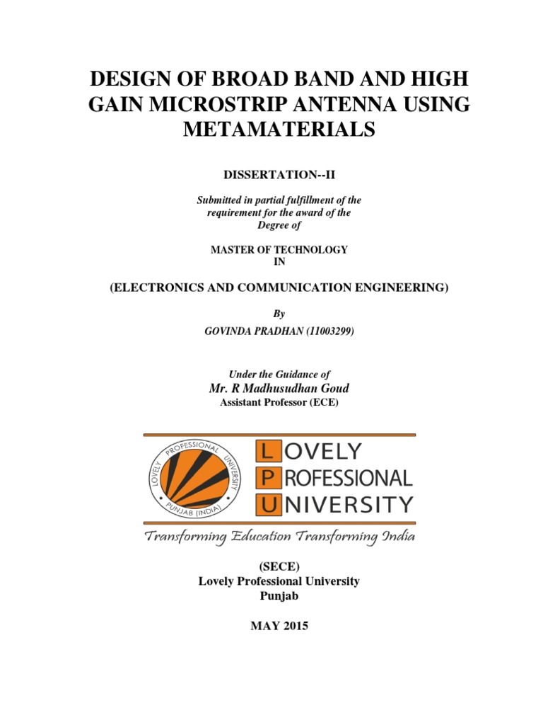 Design of Broad Band and High Gain Microstrip Antenna Using ...