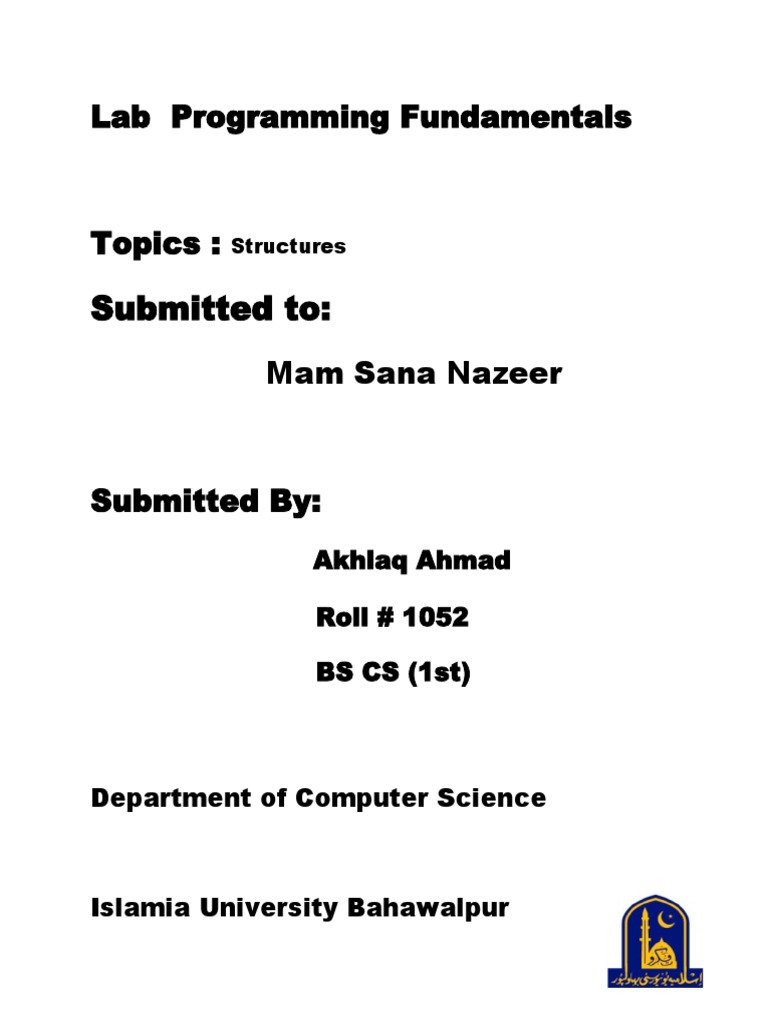 Submitted To:: Lab Programming Fundamentals | PDF | Teaching Methods ...