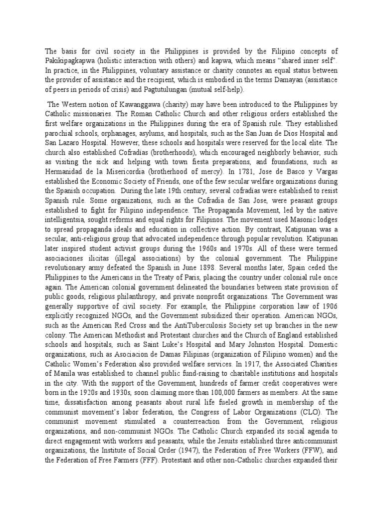 Evolution of Civil Society in the Philippines | PDF | Non Governmental ...