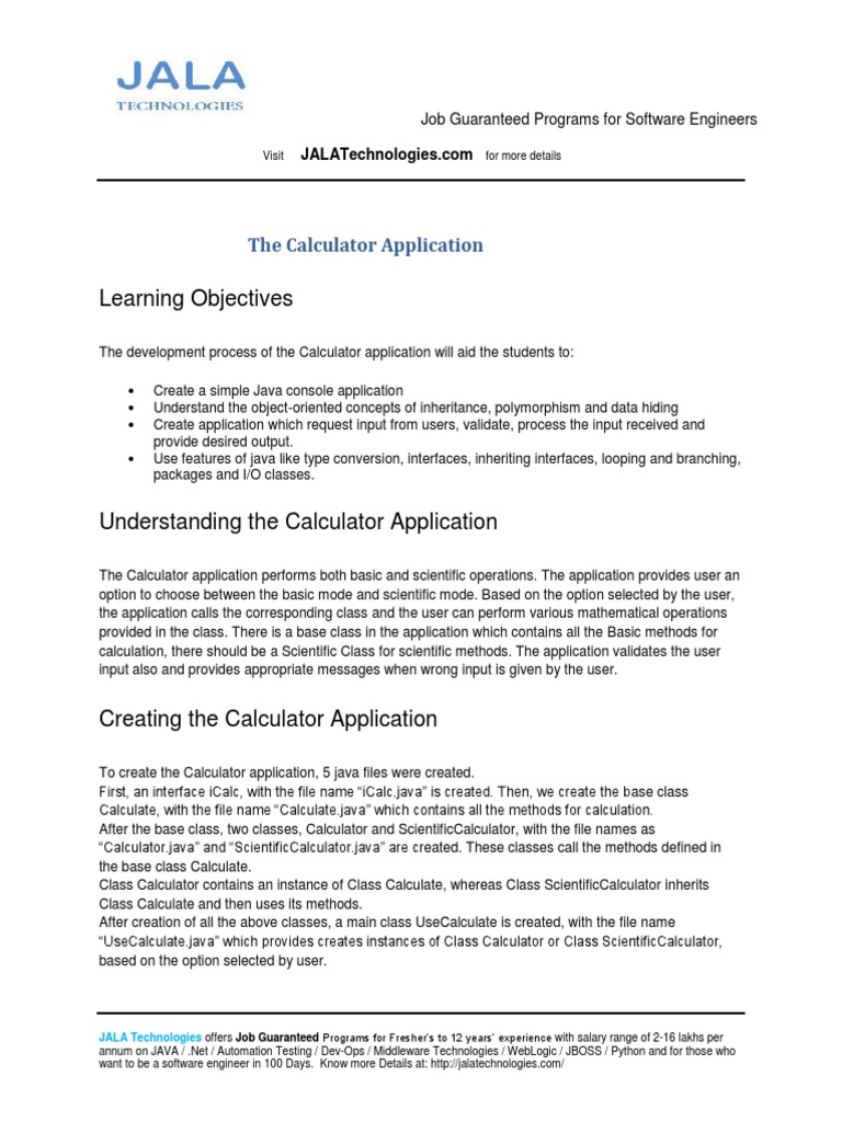 Java Calculator App Development Guide | PDF | Class (Computer ...
