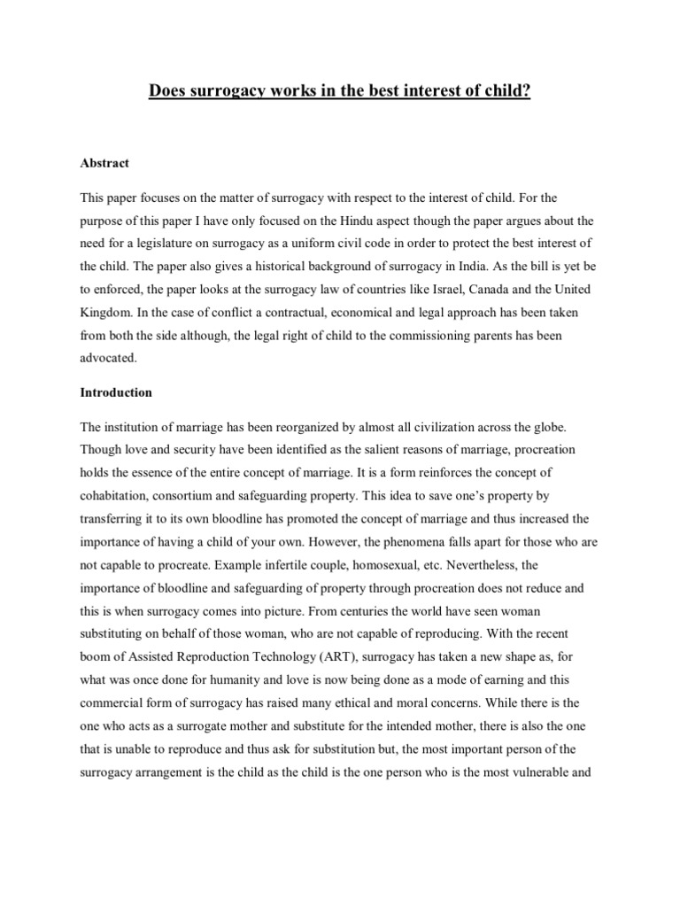 Family Law Research Paper Manika | PDF | Surrogacy | Mother