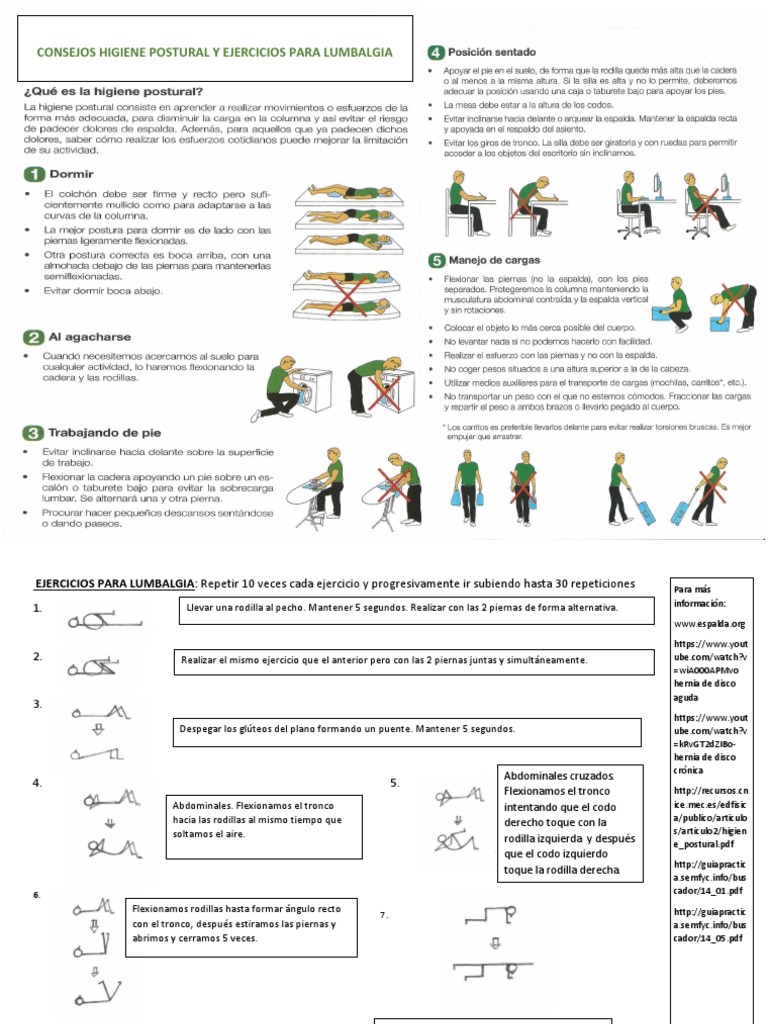Higiene Postural | PDF | Dolor lumbar | Sistema musculoesquelético