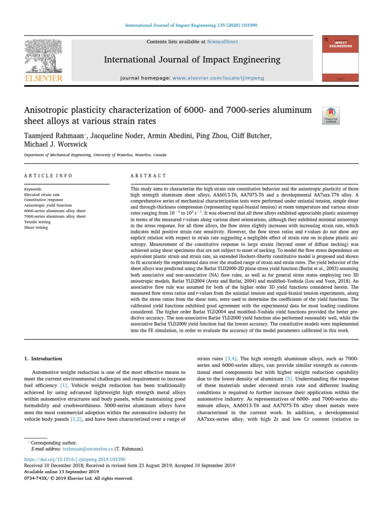 International Journal of Impact Engineering Sciencedirect PDF