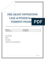 Pre Grant Opposition Case of Pfizer Inc vs. Torrent Pharma