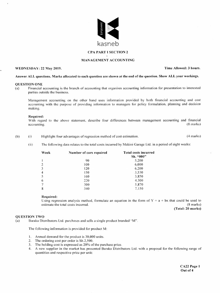 CA22 Management and Accounting | PDF