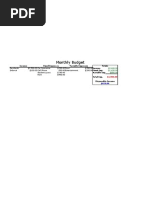 Simple Monthly Budget Spreadsheet
