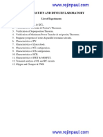 Ec6211 Circuits and Devices Laboratory: List of Experiments