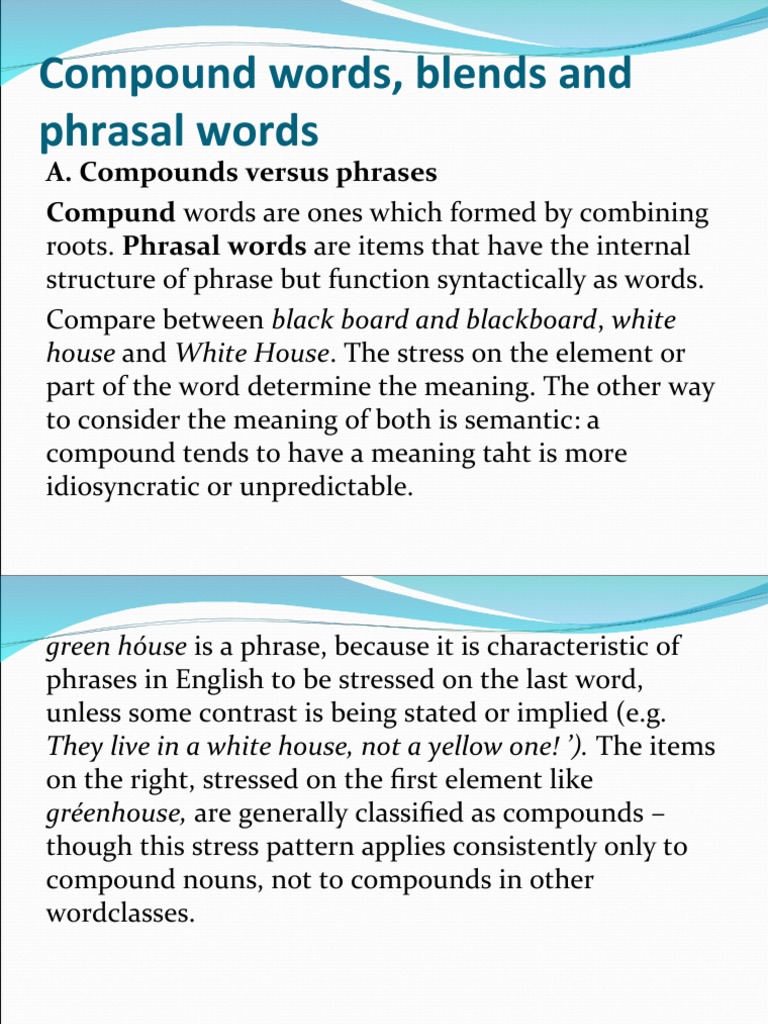 Understanding Compound Words and Blends | PDF | Word | Phrase
