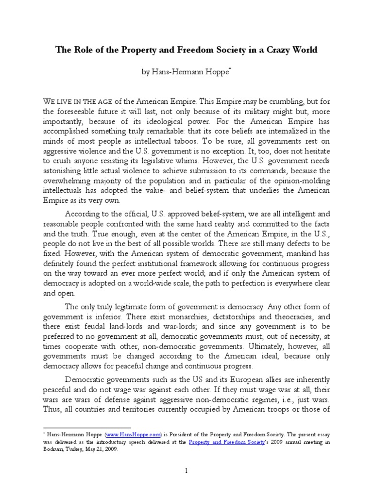 Property, Freedom, and Democracy Insights | PDF | Democracy | Political ...