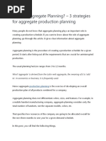 What Is Aggregate Planning