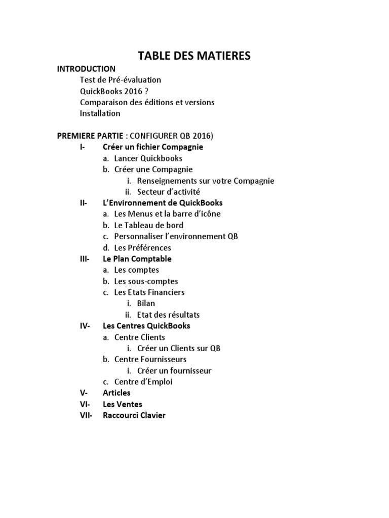 Manuel De Formation Quickbooks Pdf Capitaux Propres Bilan Comptable