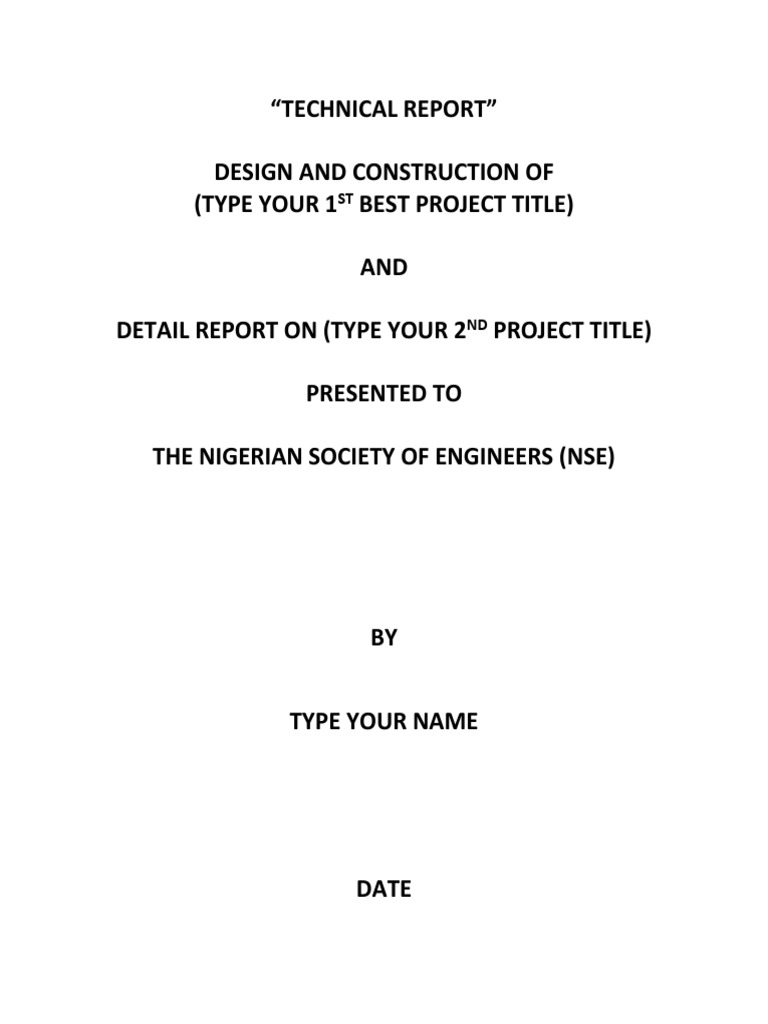 Nse Technical Report and Post Graduate Experience Format PDF