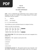 11computer Science-List, Tuple and Dictionaries-Notes