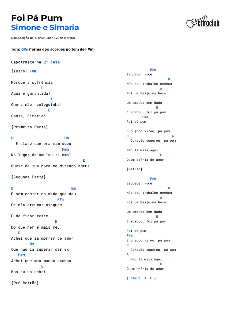 Simone & Simaria - Foi Pá Pum Corrigir | PDF