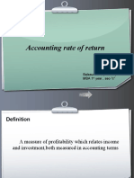 Accounting Rate of Return: Balasundar.D (10ac07) Mba 1 Year, Sec-"C"