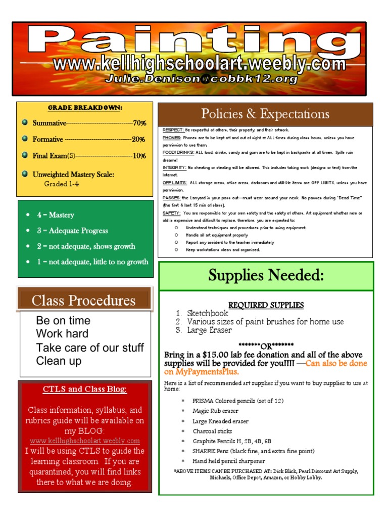 Painting Syllabus Revised Fall 2021 PDF Pencil Paintings