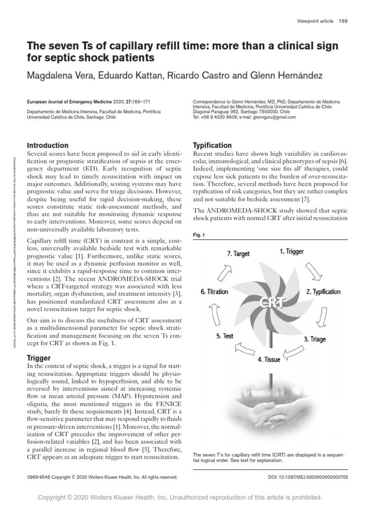 The Seven Ts of Capillary Refill Time Exploration 2020 PDF Sepsis Shock (Circulatory)