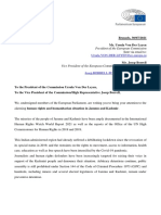 Letter To The President of The Commission and Vice President High Representative On The Human Rights and Humanitarian Situation in Jammu and Kashmir