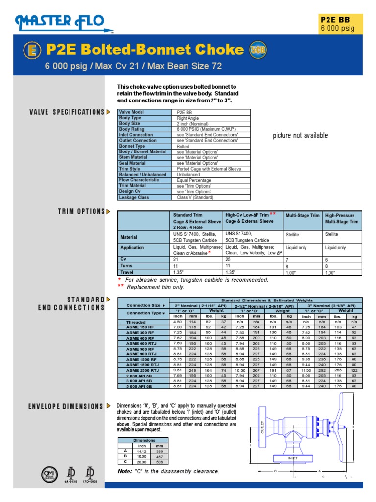 Master Flo Choke Valve Specifications | PDF | Valve | Manufactured Goods