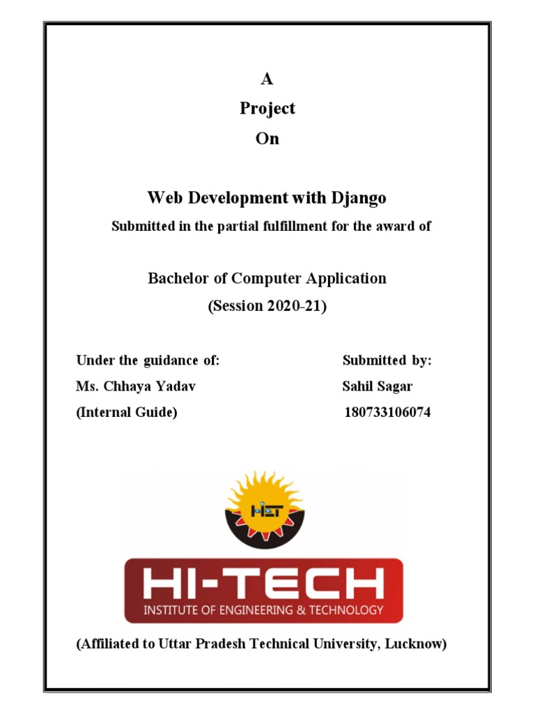 A Project On Web Development With Django: Bachelor of Computer ...