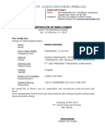 Pt. Garda Indonesia Perkasa: Certificate of Employment