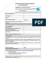 Application For Custom Clearance of RTTE For Personal Use: Smind@trc - Gov.lk