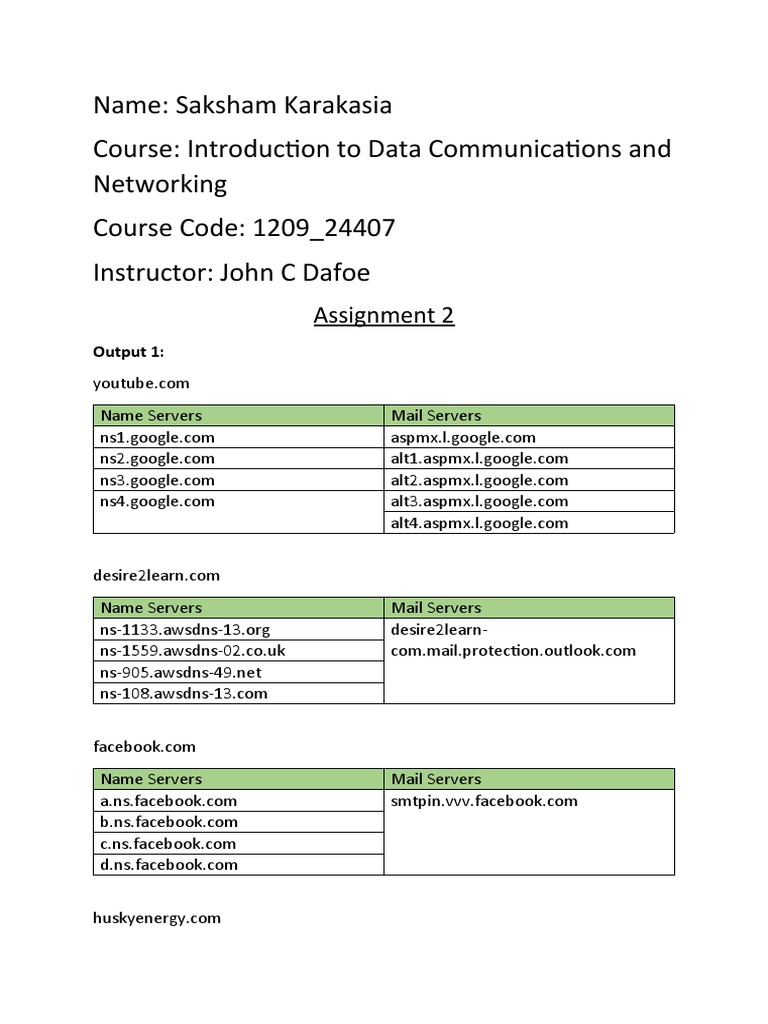 Data Communications Assignment Overview | PDF
