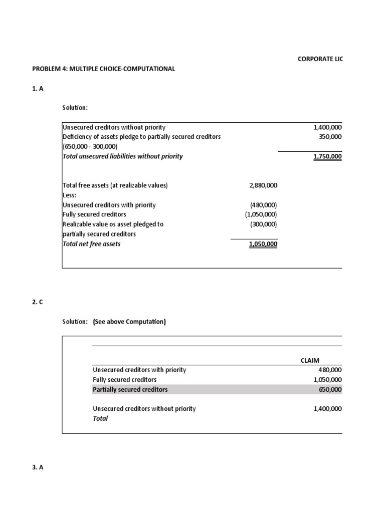 Corporate Liquidation Computation Guide | PDF | Unsecured Debt | Debits ...