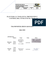 Plan para La Vigilancia, Prevención y Control - COVID19 - EMP. TRANS. JESUS G&M