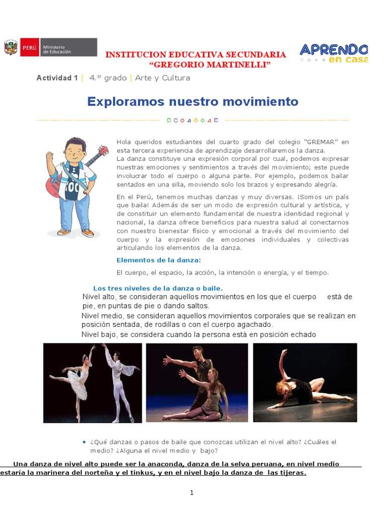 Niveles de Movimiento en la Danza | PDF | Bailes | Las emociones