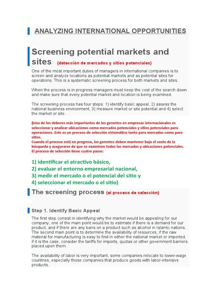 International Market Screening Guide | PDF | Business Process | Economies