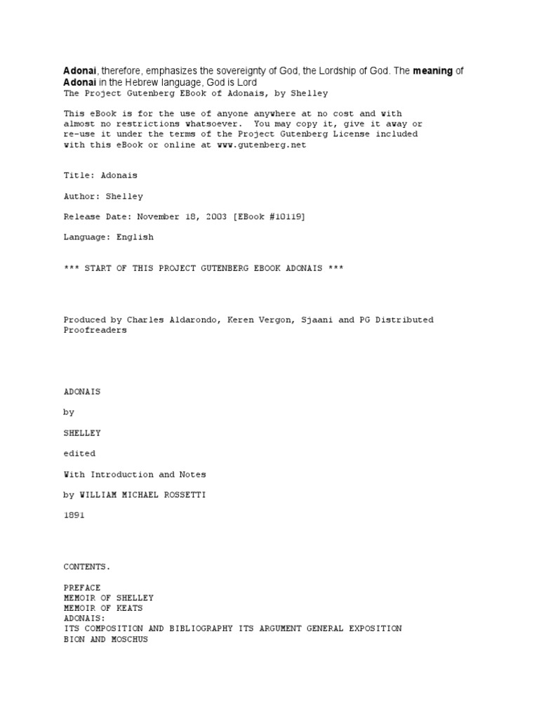 Adonai, Therefore, Emphasizes The Sovereignty of God, The Lordship of