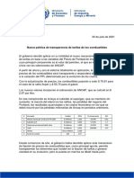 Comunicado Combustibles Agosto