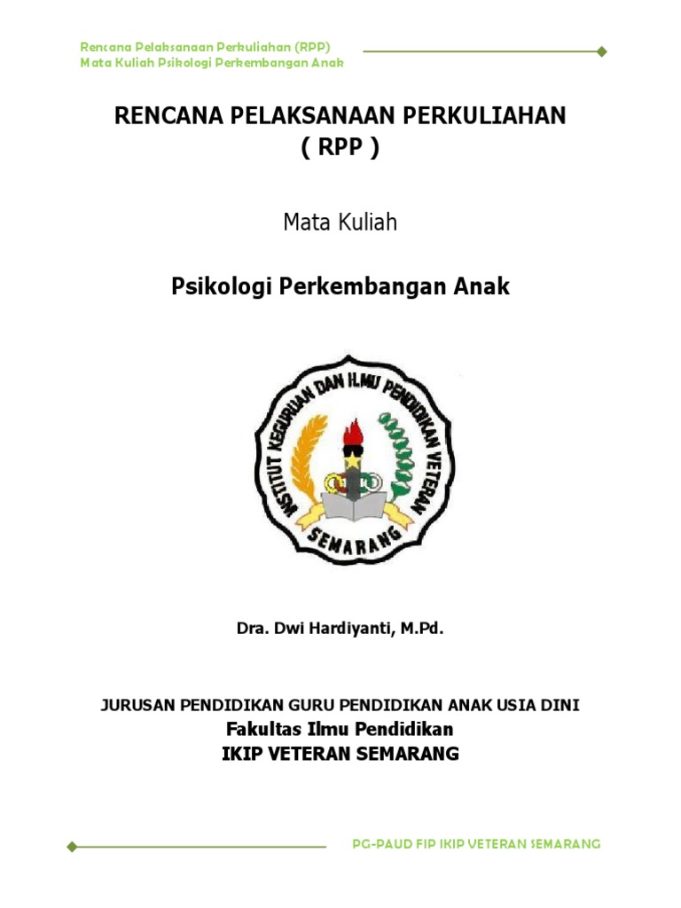 Rencana Pelaksanaan Perkuliahan (RPP) : Mata Kuliah | PDF