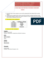 Circular Regarding Time Table and Portions For March Worksheet Class 3