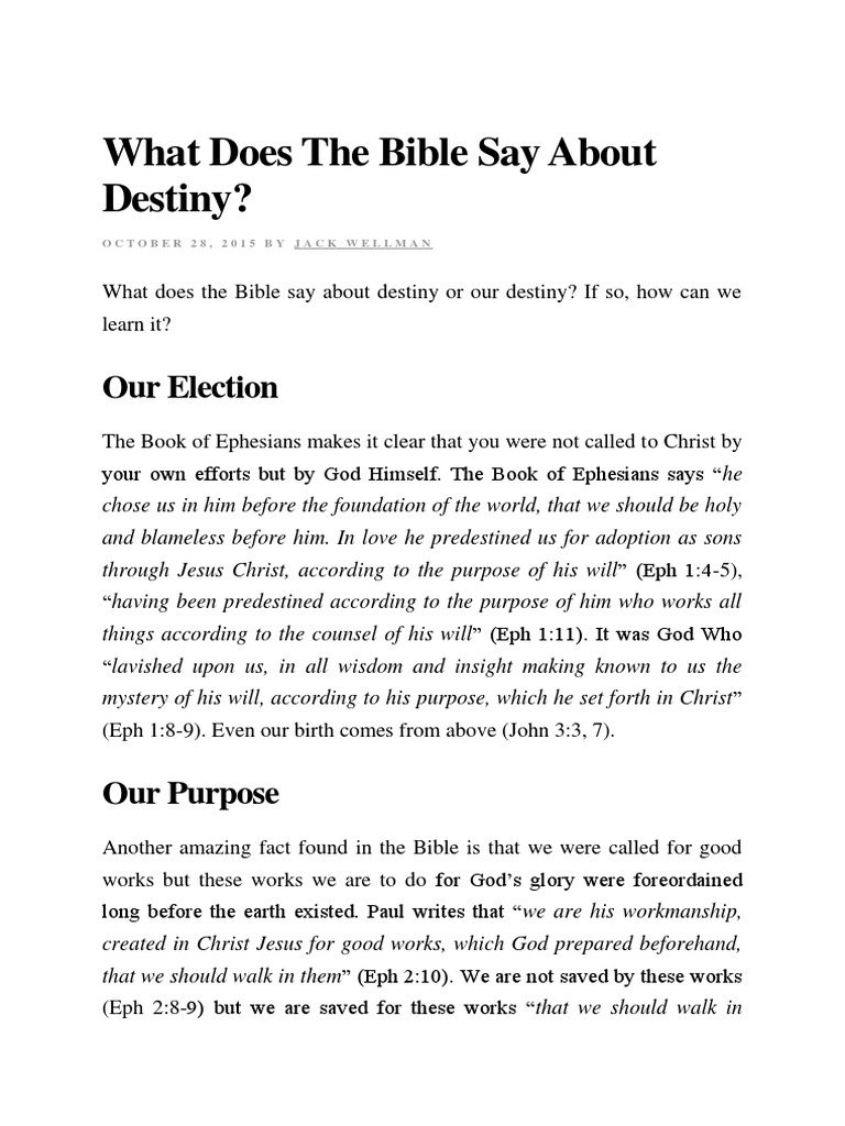 # What Does The Bible Say About Destiny | PDF | Predestination | Book ...