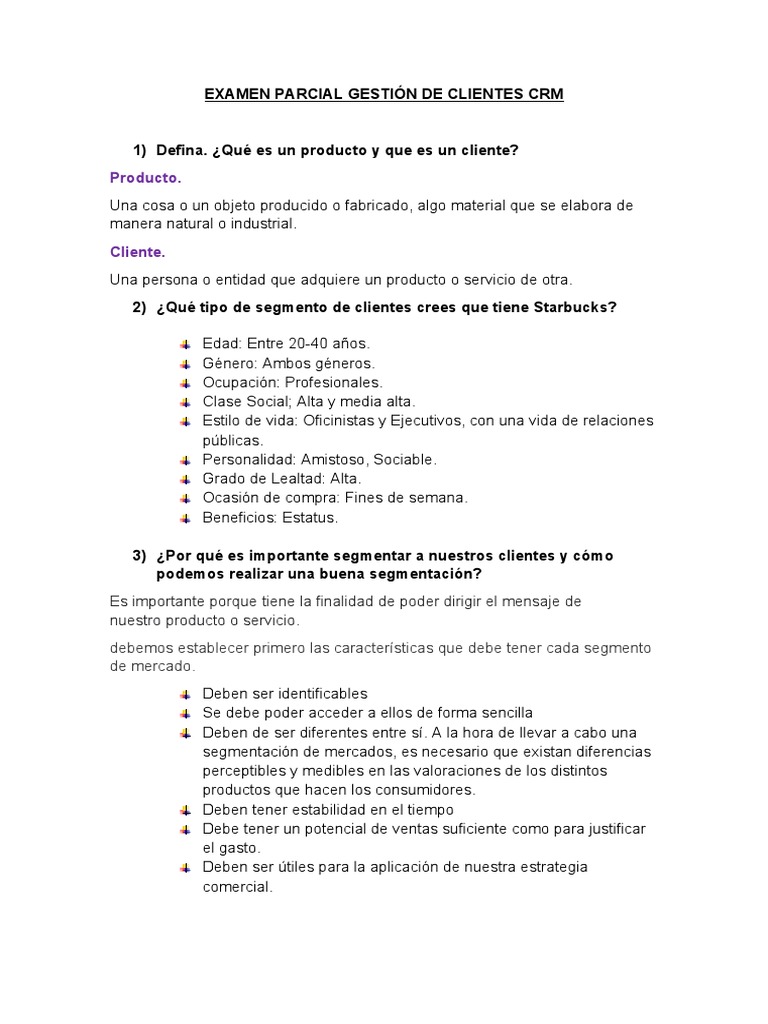 Examen Parcial Gestión de Clientes CRM | PDF | Cliente | Marca
