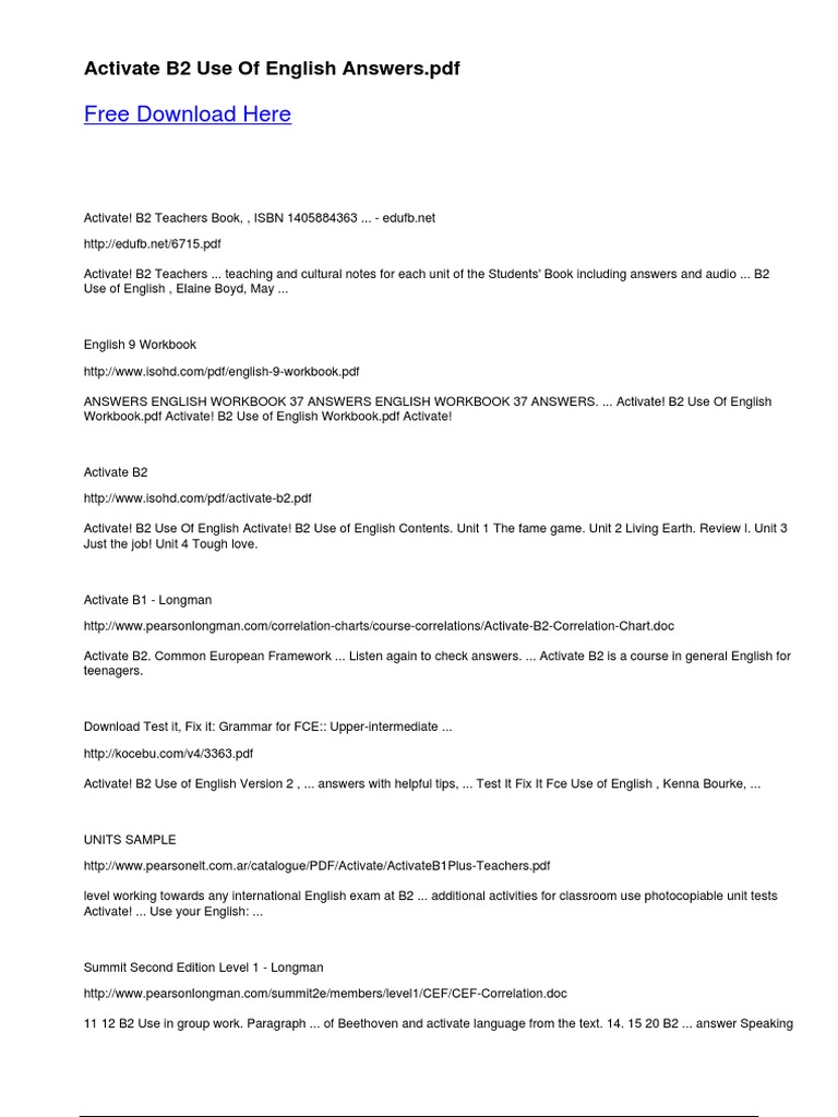 Activate B2 Use of English Answers Guide | PDF | English Language ...
