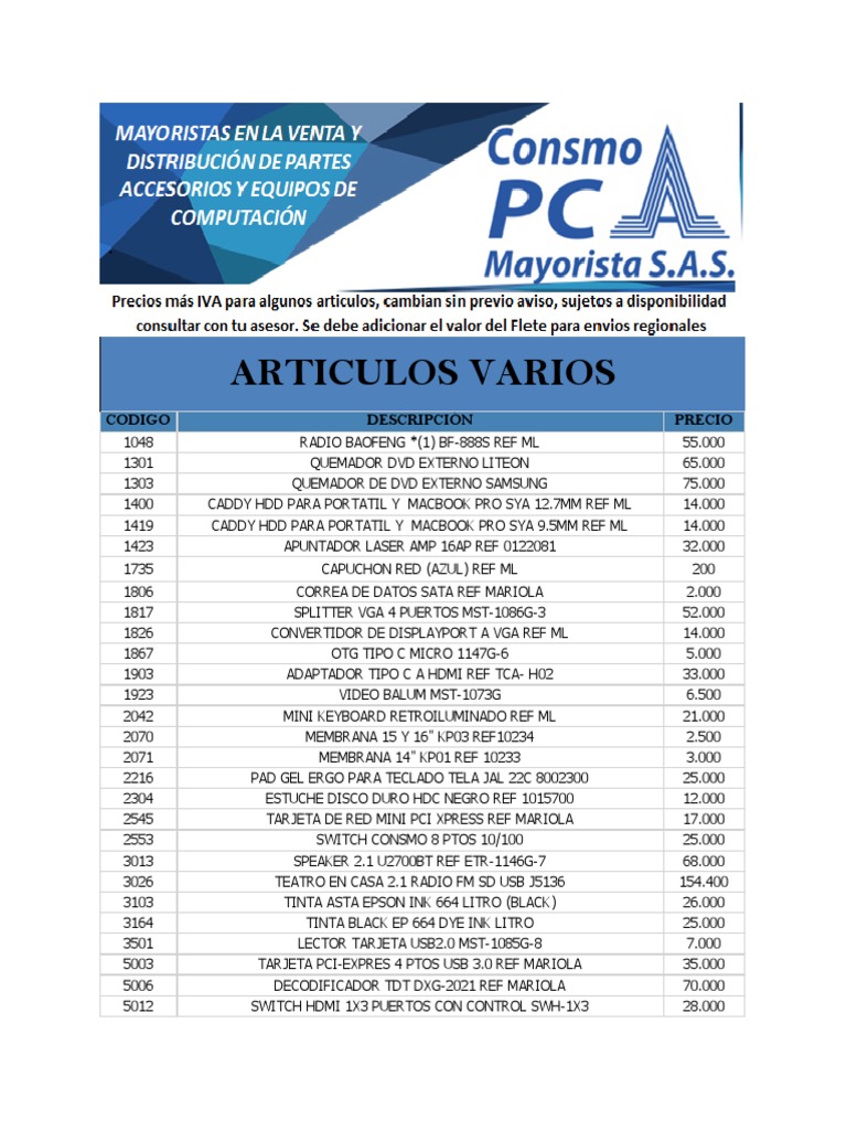 Lista de Precios Persona N 210721 | PDF | Hardware de computador ...