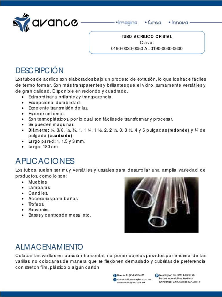 Tubos de Acrílico: Características y Usos | PDF | Hidróxido de sodio